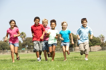 A group of african children playing in a park