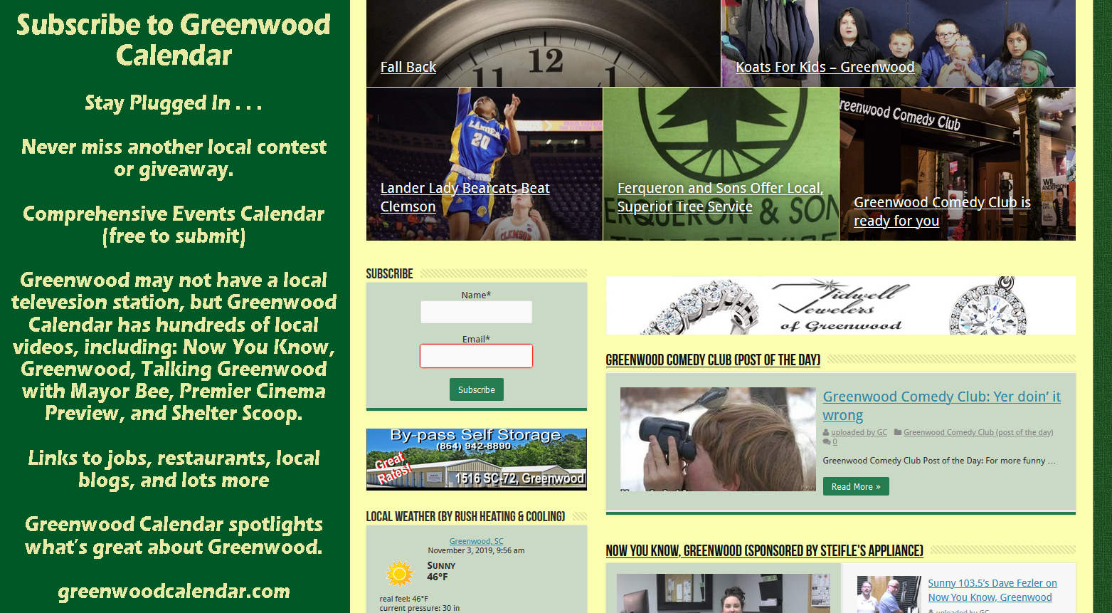 Subscribe to Greenwood Calendar Greenwood Calendar